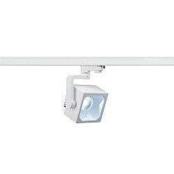 Projecteur triphas� EURO CUBE forme en d�, commutable, pivotant � la cardan IP20, blanche 