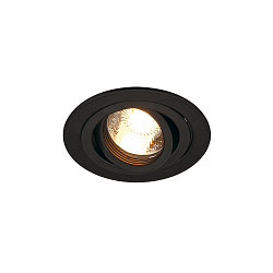 Lumi�re encastr�e PIREQ QPAR51 ROUND DOWNLIGHT pivotant, rotatif GU10 IP20, noir mat gradable