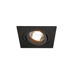 Lumi�re encastr�e PIREQ QPAR51 SQUARE DOWNLIGHT pivotant, rotatif GU10 IP20, noir mat gradable