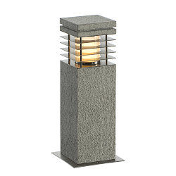 Lampadaire d�ext�rieur ARROCK GRANITE 40 angulaire, avec diffuseur E27 IP44, acier inoxydable, gris, sel et poivre gradable