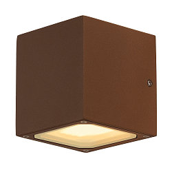 Luminaire mural d'extérieur SITRA CUBE haut bas, forme en dé GX53 IP44, rouille gradable
