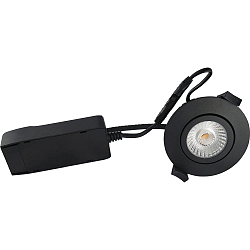 recessed luminaire LOW PROFILE round IP54, black matt dimmable 6W 510lm 4000K