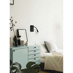 Luminaire mural SENDA 16/3835 avec interrupteur, avec connexion USB, réglable IP20, noir