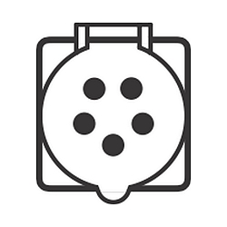 socket CEE 32A (NO 4405/-07 /-09 /-17 /-19) 5-pole, with cover, red