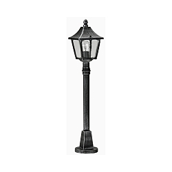 Path light Country style square Type No. 4128, height 85cm, IP44, E27, cast alu / hollow glass clear, black