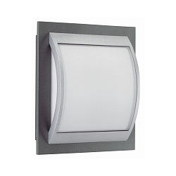 Outdoor Wall and Ceiling luminaire Type No. 6202, IP44, 26.5 x 30cm, E27 QA55 max. 57W,cast alu, glass, silver / anthracite