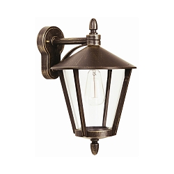 Luminaire mural d'extérieur TYPE NO 1816 Bas, angulaire E27 44, marron, laiton satiné gradable