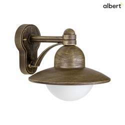 Outdoor Wall luminaire Country style Hat shape round Type No. 1850, IP44, E27 QA55 max. 57W, cast alu / glass, brown brass