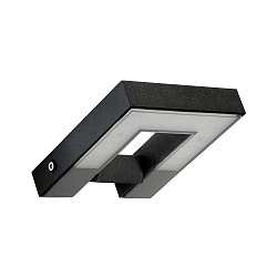 LED Outdoor Wall luminaire Type No. 0219, IP54, 16W 3000K 1600lm, swiveling 120°, cast alu / satin glass, black matt