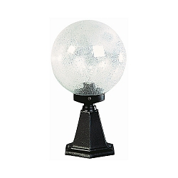 Pedestal luminaire Type No. 0501, height 43.5cm / ball-Ø 25cm, E27 QA55 max. 57W, cast alu, bubble glass clear, black matt