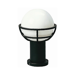 Pedestal luminaire Type No. 0520, with ball shade Ø 23cm, IP44, height 40cm, E27 QA55 max. 57W, cast alu, glass, black matt