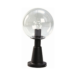 Pedestal luminaire Type No. 0538, with glass ball Ø 25cm, E27, black matt / crystal glass