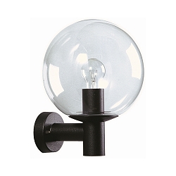 Outdoor Wall luminaire Type No. 0639, with glass ball Ø 25cm, E27, black matt / crystal glass