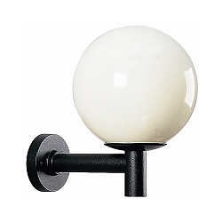 Outdoor Wall luminaire Type No. 0800 with white ball Ø 35cm, IP44, E27 A60 max. 100W, cast alu / plastic, black matt