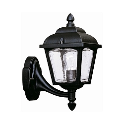 Outdoor Wall luminaire Country style double dome square, Type No. 1812, standing on wall bracket, E27, cast alu, black matt