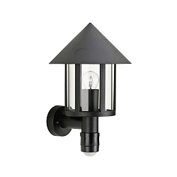 Luminaire mural d'extérieur TYPE NO 1824 rond, avec détecteur de mouvement E27 44, noir mat gradable