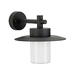 Outdoor Wall luminaire Country style Hat shape flat Type No. 1852, IP44, E27 QA55 max. 57W, cast alu / opal glass, black matt