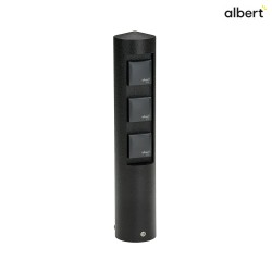 Outdoor Socket column Type No. 2102, 3-way, IP44, without switching function, cast alu, black matt