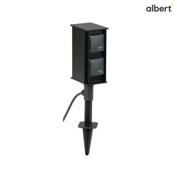 Outdoor Socket spike, IP44, without switching function, cast alu, incl. 250cm connector cable, black, 4-way
