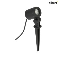 Ground spike Spot Type No. 2197, IP54, GU10 PAR16 max. 50W, swiveling, cast alu / glass, incl. connector cable, black