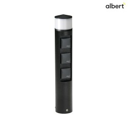 Outdoor Socket column Type No. 2202, LED + 3 Schuko sockets, IP44, 10W 3000K 900lm, without switching function, black matt