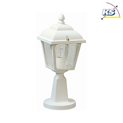 Pedestal luminaire Country style double dome square, Type No. 0536, 44cm, IP44, E27, cast alu / hollow glass clear, white