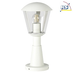 Pedestal luminaire Type No. 0554, IP54 IK08, 40.5cm, E27 QA55 max. 57W, aluminum / plastic clear, impact resistant, white