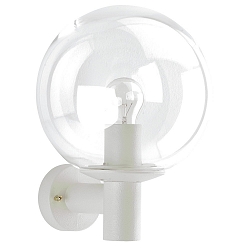 Outdoor Wall luminaire Type No. 0639, with glass ball Ø 25cm, E27, white / clear glass