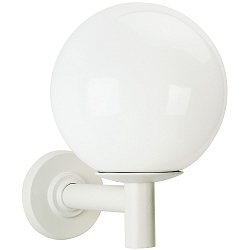 Outdoor Wall luminaire Type No. 0801 with white ball Ø 45cm, IP44, E27 A65 max. 150W, cast alu / plastic