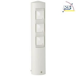 Outdoor Socket column Type No. 2102, 3-way, IP44, without swithcing function, cast alu, white