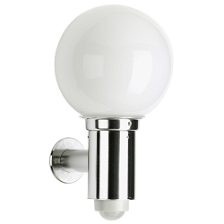 Luminaire mural d'ext�rieur TYPE NO 0224 rond, avec d�tecteur de mouvement E27 44, acier inoxydable gradable