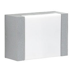 LED Outdoor Wall luminaire Type No. 0331, flat light distributor, 5W 3000K 480lm, cast alu, acrylic glass, dimmable, silver