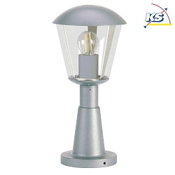 Pedestal luminaire Type No. 0554, IP54 IK08, 40.5cm, E27 QA55 max. 57W, Aluminium / plastic clear, impact resistant, silver
