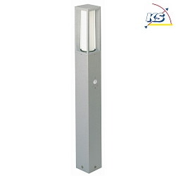 Bollard light Type No. 2066 with motion detector 90, IP44, 90cm, E27 max. 20W (LED), cast alu / opal glass, silver matt