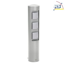 Outdoor Socket column Type No. 2102, 3-way, IP44, without switching function, cast alu, stainless steel matt
