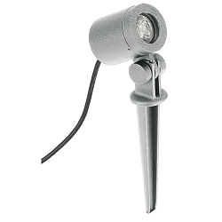 Lampe à broche TYPE NO 2197 / 21°-40° avec prise de courant, inclinable, incassable, focalisable GU10 IP54, argent mat