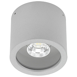LED Outdoor Ceiling spot Type No. 2319, IP44, Ø 11cm, 8W 3000K 800lm 30°, swiveling 30°, silver matt