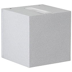 LED Outdoor Wall spot Type No. 2371 - 2-sided, tight/wide, square, IP44, 230V AC/DC, 2x 3W 3000K 330lm, lens + glass, silver