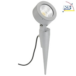 LED Ground spike spot Type No. 2390, IP54, 12W 3000K 1200lm 30, rotatable, swiveling, dimmable, cast alu, silver matt