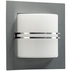 Outdoor Wall luminaire Type No. 6058, IP44, half round, 25 x 25cm, E27 QA55 max. 57W, stainless steel matt / opal