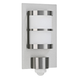 Outdoor Wall luminaire Type No. 6224 with motion detectoe (Type No. 6144), half round, 20 x 35.5cm, E27 QA55, stainless steel