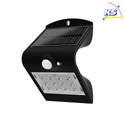 Blulaxa LED Solar Outdoor wall luminaire with PIR sensor, IP65, 1.5W 3000K 220lm 120, inkl. Accumulator, black