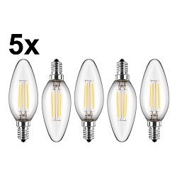 Lampe à filament LED lot de 5 E14 4,5W 470lm 2700K 300° CRI > 80 