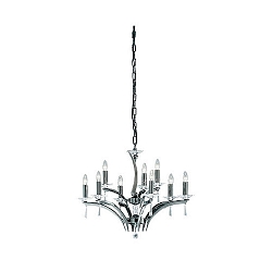 Luminaire à suspension STELLA 9 flammes, 2 voies E14 IP20, chrome noir gradable