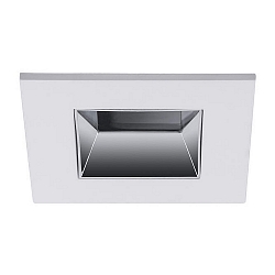 Recessed LED downlight ALTERO, IP44, square, 8.3 x 8.3cm, changeable cover, 500mA, 9.2W 4000K 840lm 33�, white / chrome