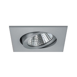 Recessed LED spot, IP20, square, 8.2 x 8.2cm, Plug&Play 350mA, 7W 2700K 740lm 38°, swivelling 30°, matt alu