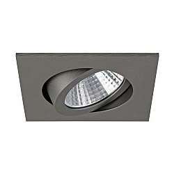 Recessed LED spot, IP20, square, 8.2 x 8.2cm, Plug&Play 350mA, 7W 2700K 740lm 38°, swivelling 30°, matt titanium
