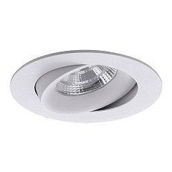 Recessed LED spot INDIWO83, IP20, round, � 9.5cm, Plug&Play 350mA, 5.5W 3000K 550lm 36�, swivelling 25�, structured white