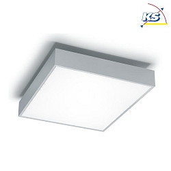 LED surface luminaire square 600 for wall and ceiling, direct, IP20, 60x60cm, 230V, 69.7W, 3000K 4140lm, silver / opal acrylic