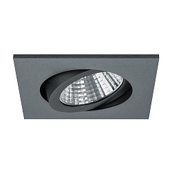 Recessed LED spot, IP20, square, 8.2 x 8.2cm, Plug&Play 350mA, 7W 3000K 740lm 38°, swivelling 30°, matt titanium